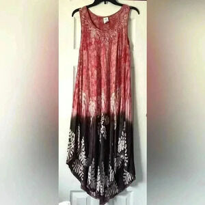 SITA TIE DYE SLEEVELESS COVER UP MIDI DRESS Flowy Pull Over Midi Dress
